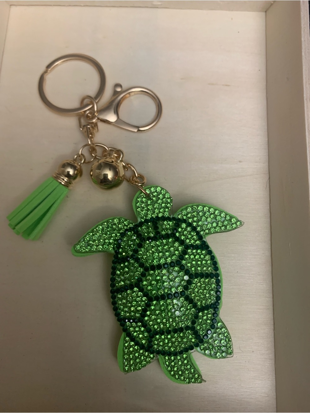 Green Turtle Crystal Keychain Bag Charm 🐢